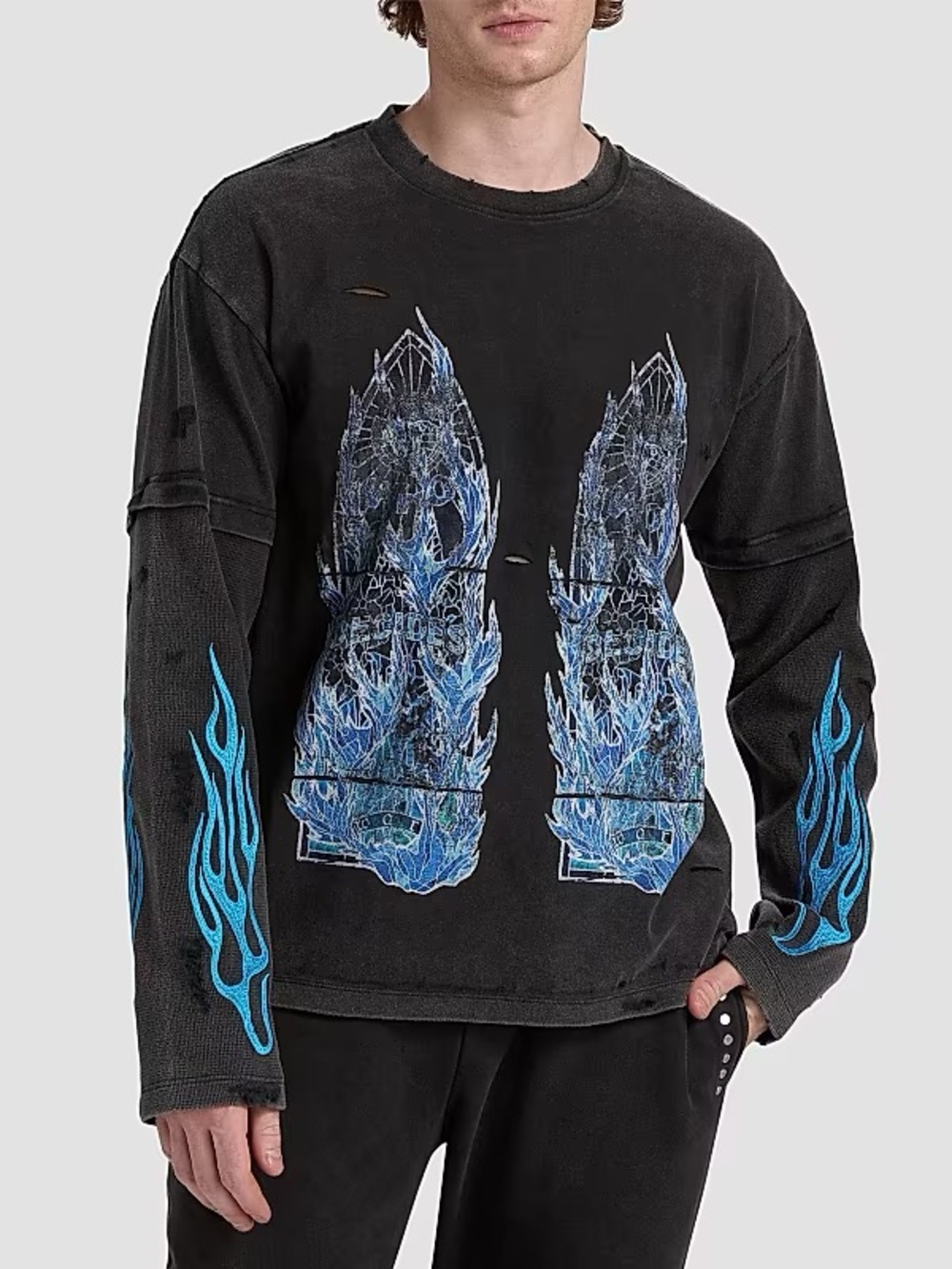 Who declares war Flame Glass Layered Long-Sleeve Jersey T-Shirt